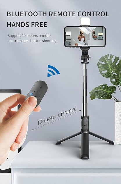 Extendable Flash 3-in-1 Selfie Stick Tripod with Bluetooth Remote