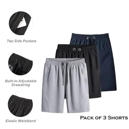 Combo of 3 Men's Cotton Polyester Shorts